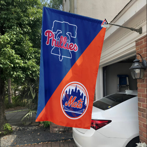 Phillies vs Mets House Divided Flag, MLB House Divided Flag