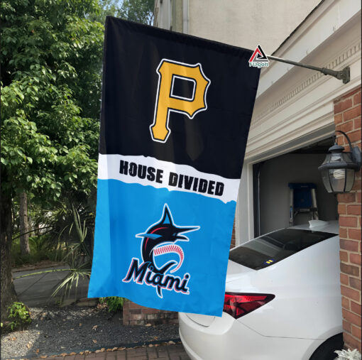Pirates vs Marlins House Divided Flag, MLB House Divided Flag