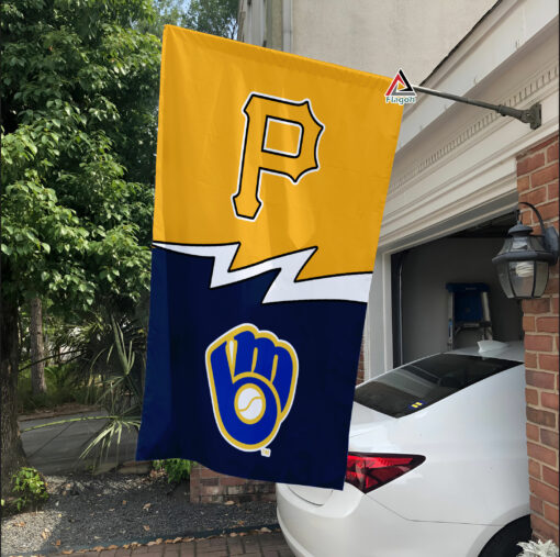 Pirates vs Brewers House Divided Flag, MLB House Divided Flag