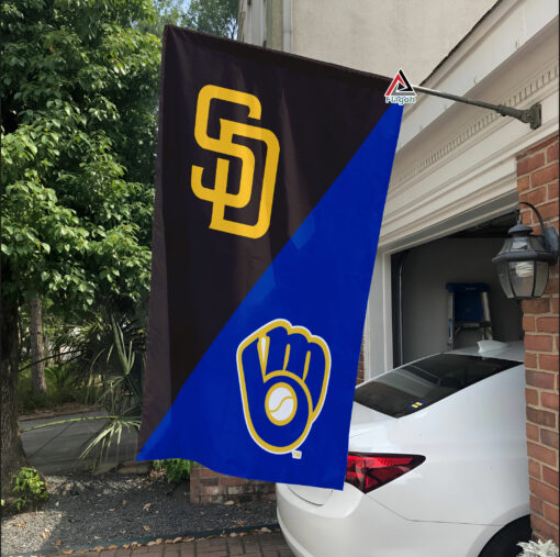 Padres vs Brewers House Divided Flag, MLB House Divided Flag