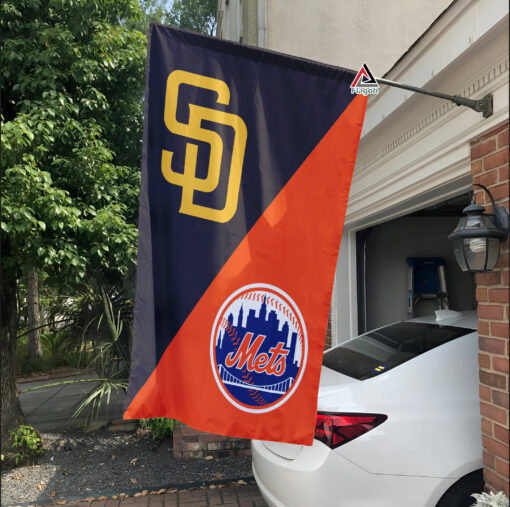 Padres vs Mets House Divided Flag, MLB House Divided Flag