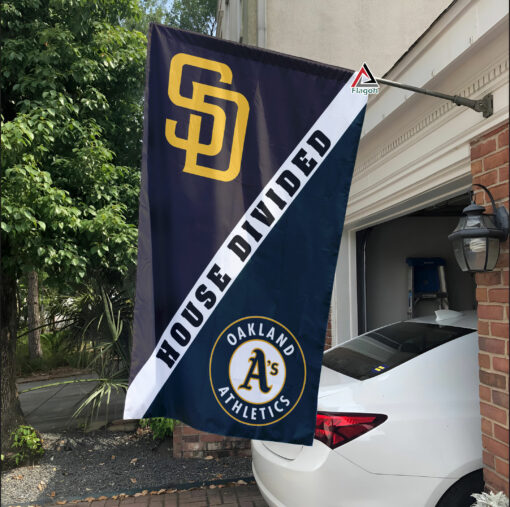 Padres vs Athletics House Divided Flag, MLB House Divided Flag