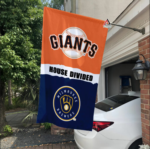 Giants vs Brewers House Divided Flag, MLB House Divided Flag