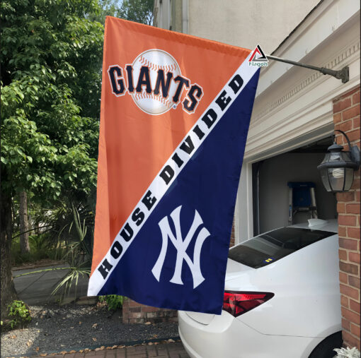 Giants vs Yankees House Divided Flag, MLB House Divided Flag