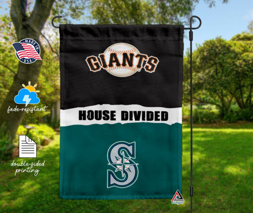 Giants vs Mariners House Divided Flag, MLB House Divided Flag