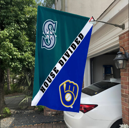 Mariners vs Brewers House Divided Flag, MLB House Divided Flag