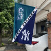 Mariners vs Yankees House Divided Flag, MLB House Divided Flag