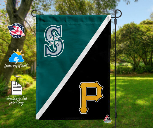 Mariners vs Pirates House Divided Flag, MLB House Divided Flag