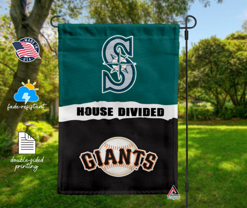 Mariners vs Giants House Divided Flag, MLB House Divided Flag