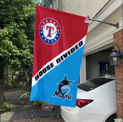 Rangers vs Marlins House Divided Flag, MLB House Divided Flag