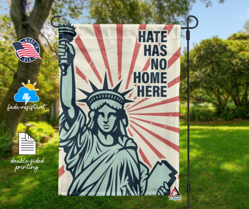 Hate Has No Home Here Statue of Liberty Flag, Distressed Patriotic Garden Sign, 4th July Decorative Vertical Flags