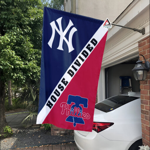 Yankees vs Phillies House Divided Flag, MLB House Divided Flag