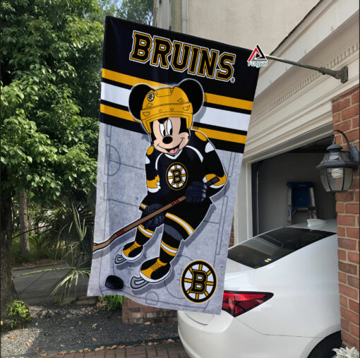 Boston Bruins x Mickey Hockey Flag, Boston Bruins Flag, NHL Premium Flag