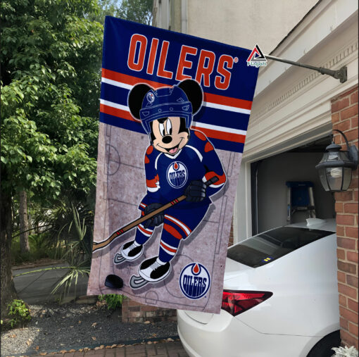 Edmonton Oilers x Mickey Hockey Flag, Edmonton Oilers Flag, NHL Premium Flag