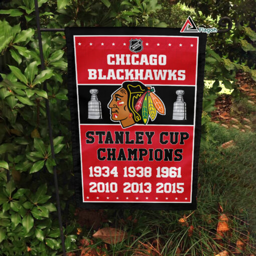Chicago Blackhawks Stanley Cup Champions Flag, Blackhawks Stanley Cup Flag, NHL Premium Flag