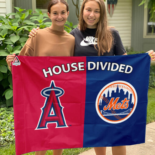 Angels vs Mets House Divided Flag, MLB House Divided Flag
