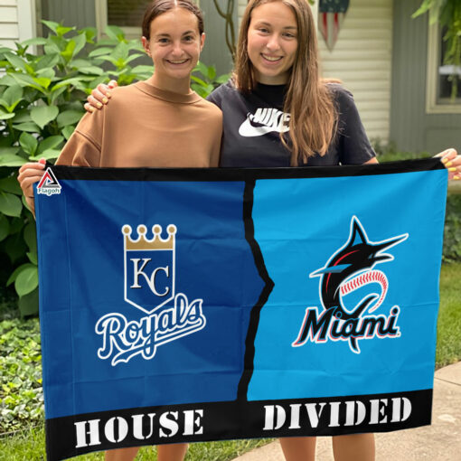 Royals vs Marlins House Divided Flag, MLB House Divided Flag