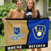 Royals vs Brewers House Divided Flag, MLB House Divided Flag