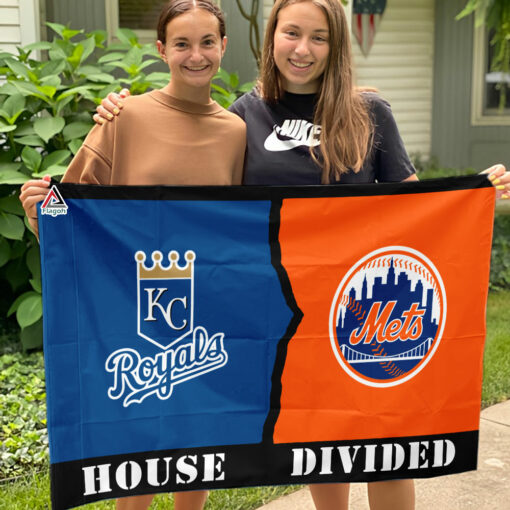 Royals vs Mets House Divided Flag, MLB House Divided Flag