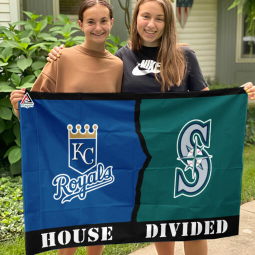 Royals vs Mariners House Divided Flag, MLB House Divided Flag