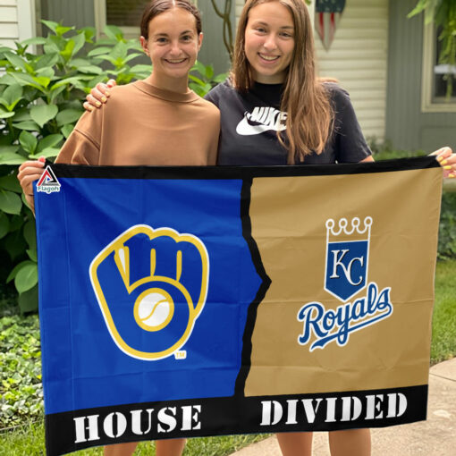 Brewers vs Royals House Divided Flag, MLB House Divided Flag