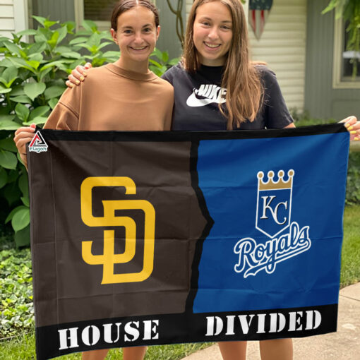 Padres vs Royals House Divided Flag, MLB House Divided Flag