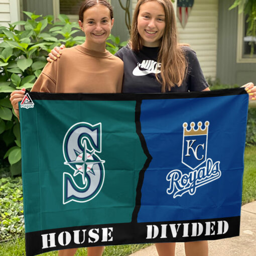 Mariners vs Royals House Divided Flag, MLB House Divided Flag