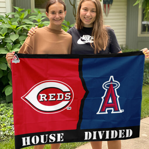 Reds vs Angels House Divided Flag, MLB House Divided Flag