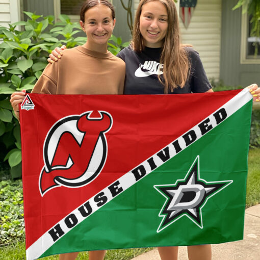 Devils vs Stars House Divided Flag, NHL House Divided Flag