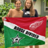 Red Wings vs Stars House Divided Flag, NHL House Divided Flag