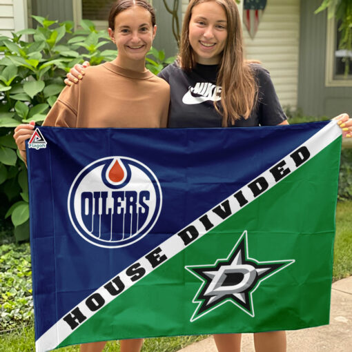 Oilers vs Stars House Divided Flag, NHL House Divided Flag