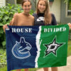 Canucks vs Stars House Divided Flag, NHL House Divided Flag