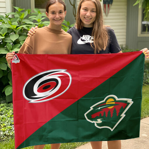 Hurricanes vs Wild House Divided Flag, NHL House Divided Flag