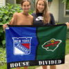 Rangers vs Wild House Divided Flag, NHL House Divided Flag