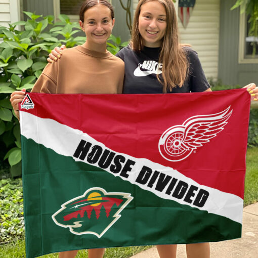 Red Wings vs Wild House Divided Flag, NHL House Divided Flag