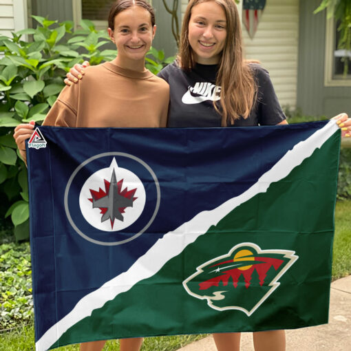 Jets vs Wild House Divided Flag, NHL House Divided Flag