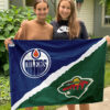 Oilers vs Wild House Divided Flag, NHL House Divided Flag