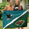 Sharks vs Wild House Divided Flag, NHL House Divided Flag