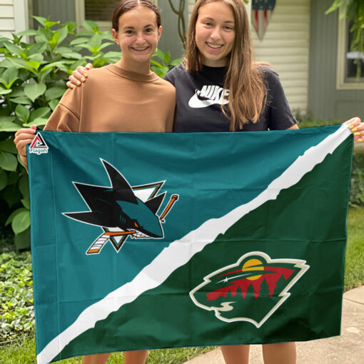 Sharks vs Wild House Divided Flag, NHL House Divided Flag