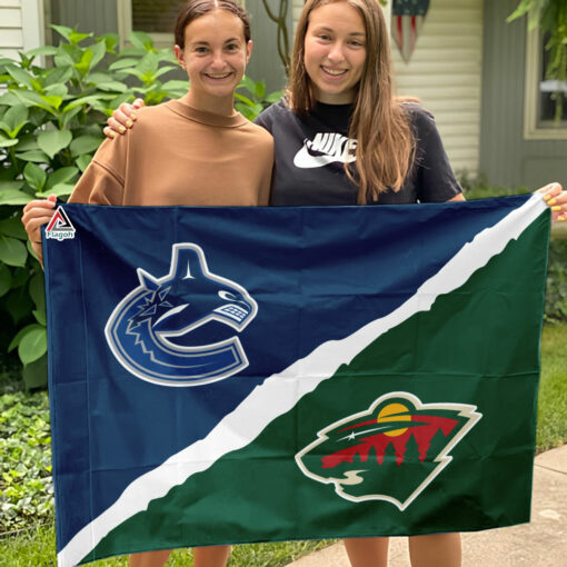 Canucks vs Wild House Divided Flag, NHL House Divided Flag
