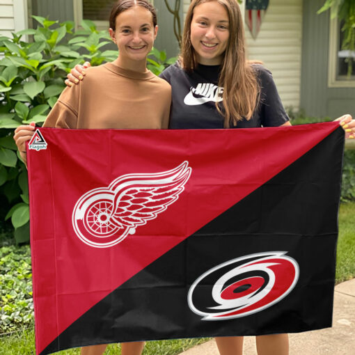 Red Wings vs Hurricanes House Divided Flag, NHL House Divided Flag
