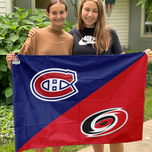 Canadiens vs Hurricanes House Divided Flag, NHL House Divided Flag