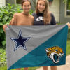 Cowboys vs Jaguars House Divided Flag, NFL House Divided Flag