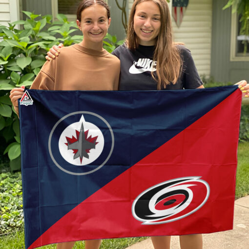 Jets vs Hurricanes House Divided Flag, NHL House Divided Flag