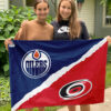 Oilers vs Hurricanes House Divided Flag, NHL House Divided Flag