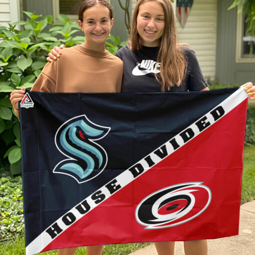 Kraken vs Hurricanes House Divided Flag, NHL House Divided Flag