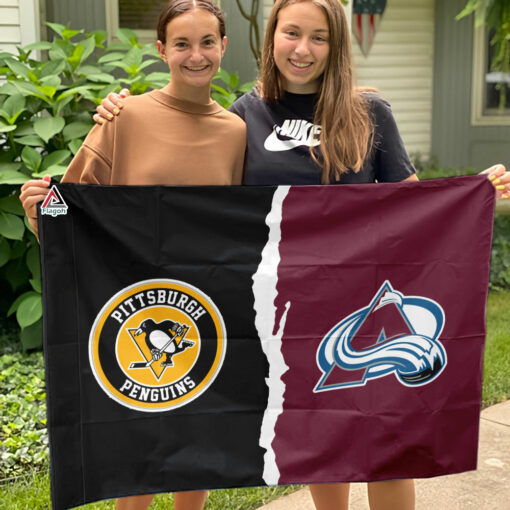 Penguins vs Avalanche House Divided Flag, NHL House Divided Flag