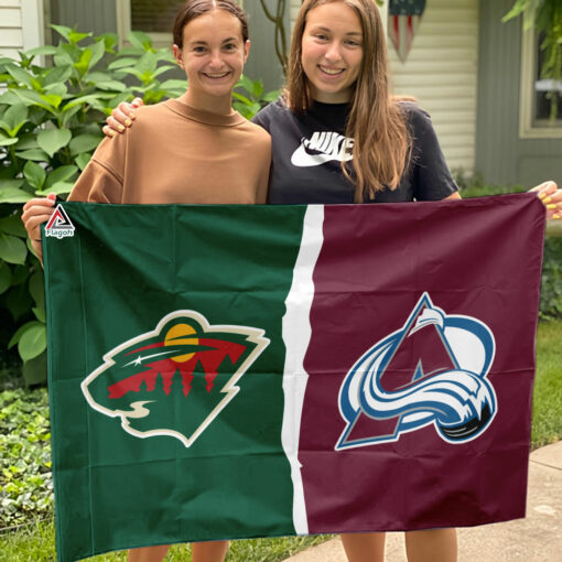 Wild vs Avalanche House Divided Flag, NHL House Divided Flag