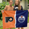 Flyers vs Oilers House Divided Flag, NHL House Divided Flag