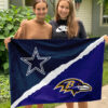 Cowboys vs Ravens House Divided Flag, NFL House Divided Flag